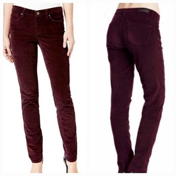 ☔️🔹️Calvin Klein Burgundy Plum Ultimate Skinny Corduroy Jeans Size 8 - Picture 1 of 12